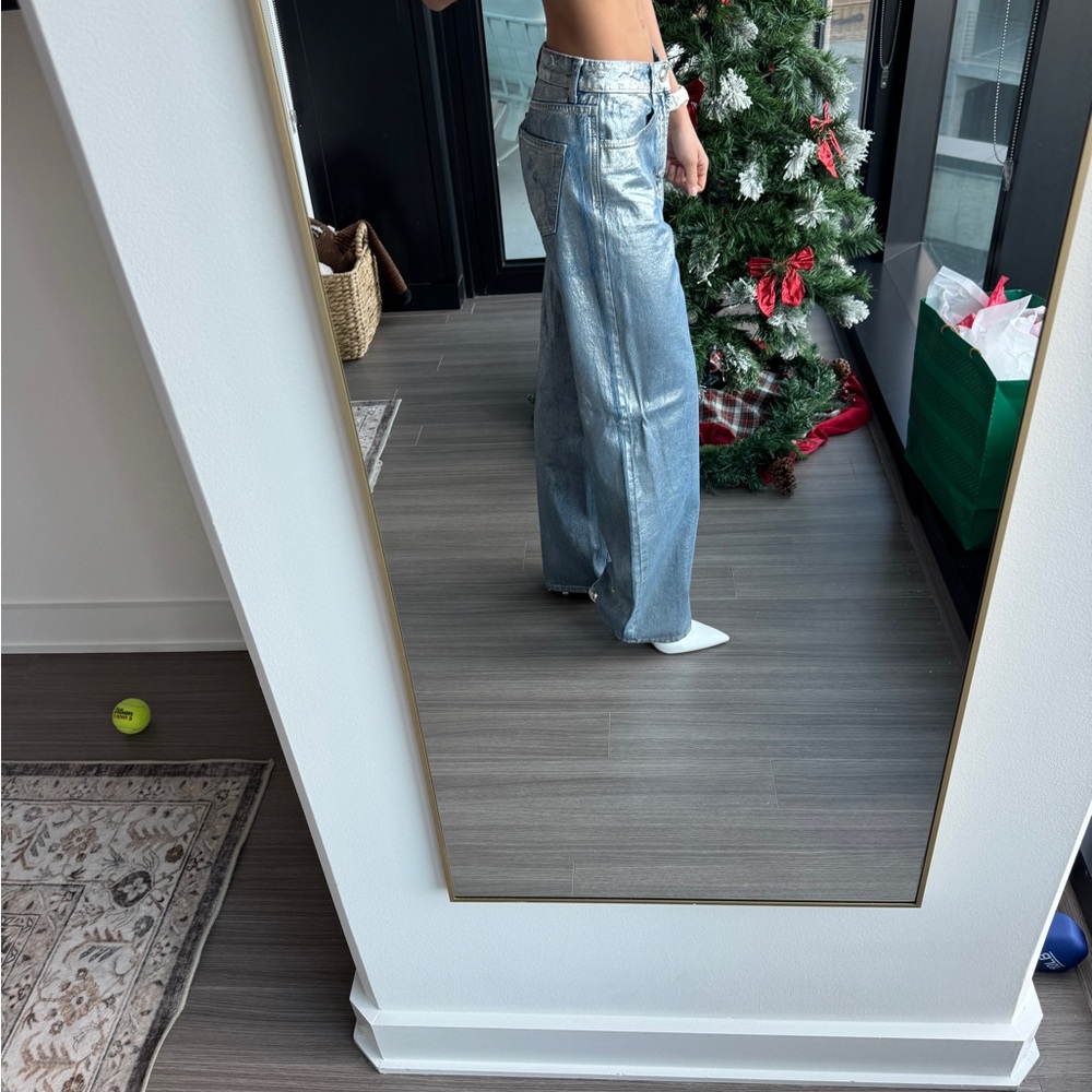 Zara Silver Flare Women's Jeans - Picture 3 of 4